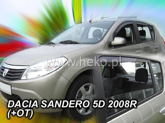 Deflektory okien Dacia SANDERO I / STEPWAY I 5d 2008-2012R. (+ zadné 2 ks)